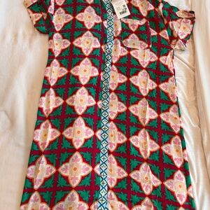 Sézane Dora Shirt Midi Dress Size 6 Colorful Tiles Print NWT $220